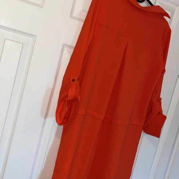 Willow drive Orange high low oversized shirt top with collar size S - Picture 7 of 13